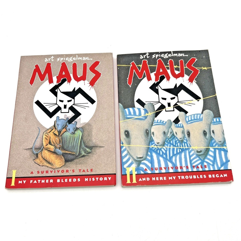 Maus Volume 1 & 2 Book LOT Art Spiegelman I & II Graphic Comic Series